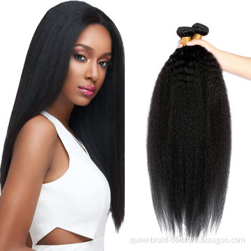 Kinky Straight Human Hair Bundles 100% Unprocessed Virgin Yaki Bundles Extensions Natural Black For Woman Hair Weave Bundles